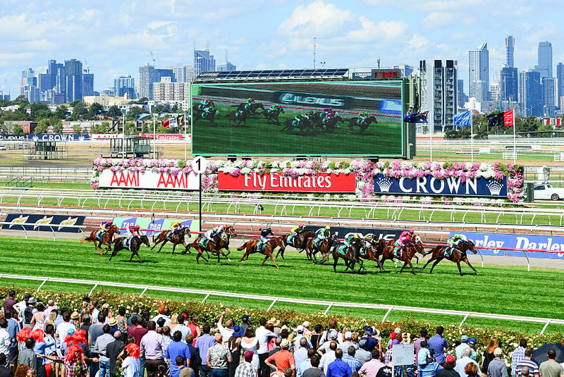 Flemington Racecourse Pferderennen Ansicht von der Tribüne 