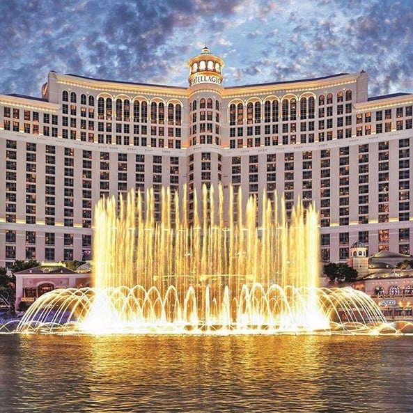 Bellagio Casino Frontansicht Springbrunnen 