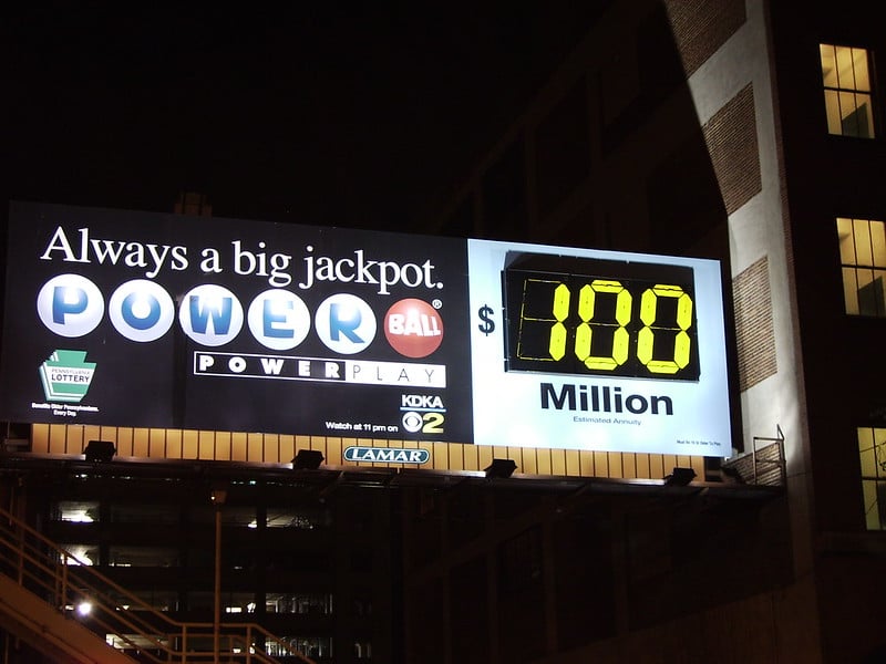 PowerBall Lotto 100 Million Schild