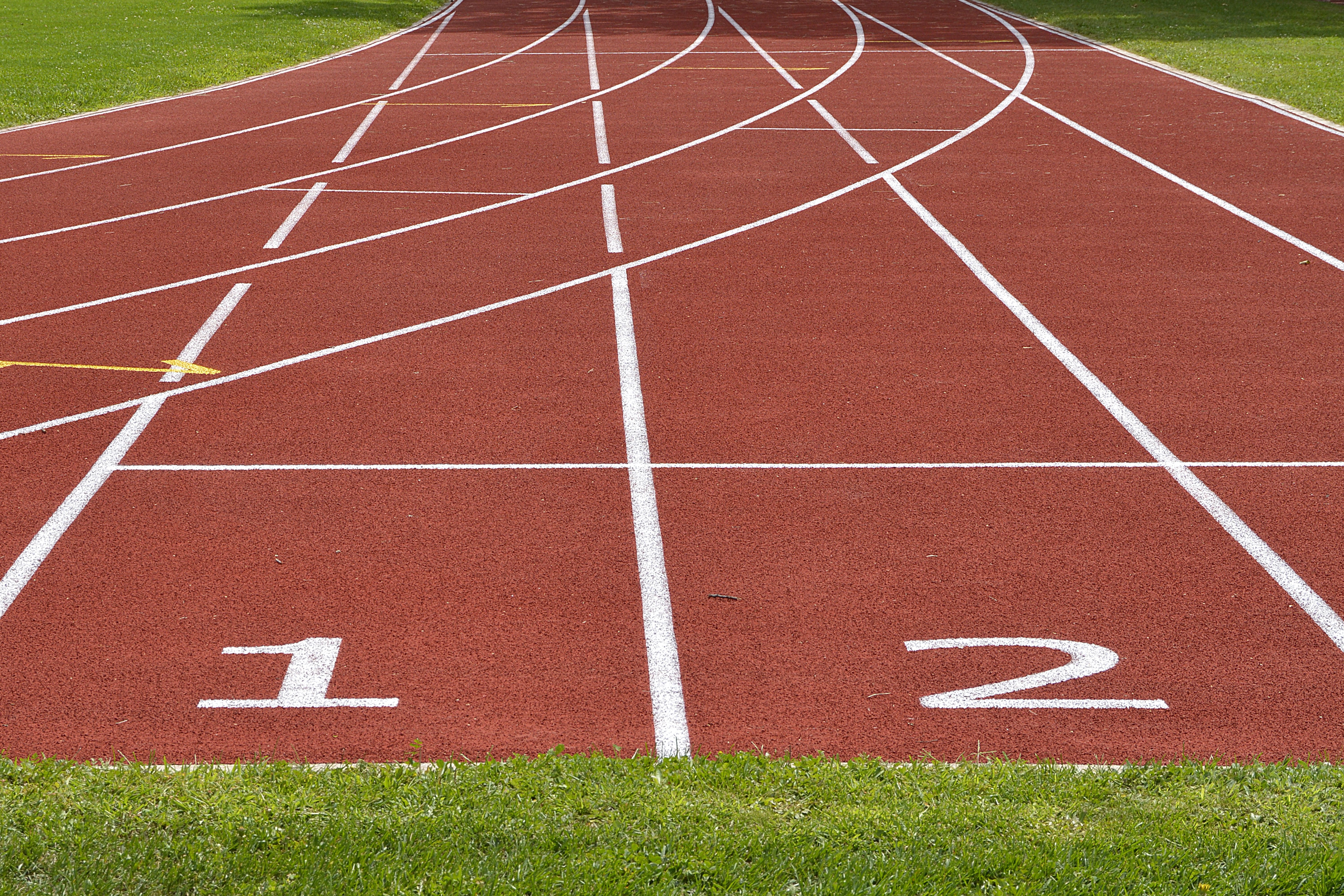 Nahaufnahme Rennbahn Leichtathletik Stadion