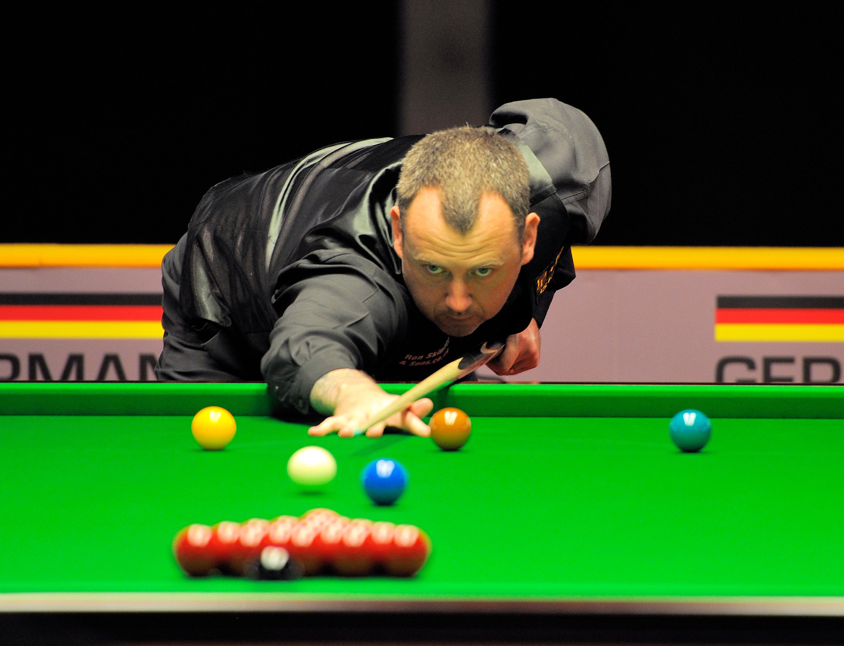 Snooker Weltranglisten Profi Mark Williams während der German Master 2014 in Berlin.