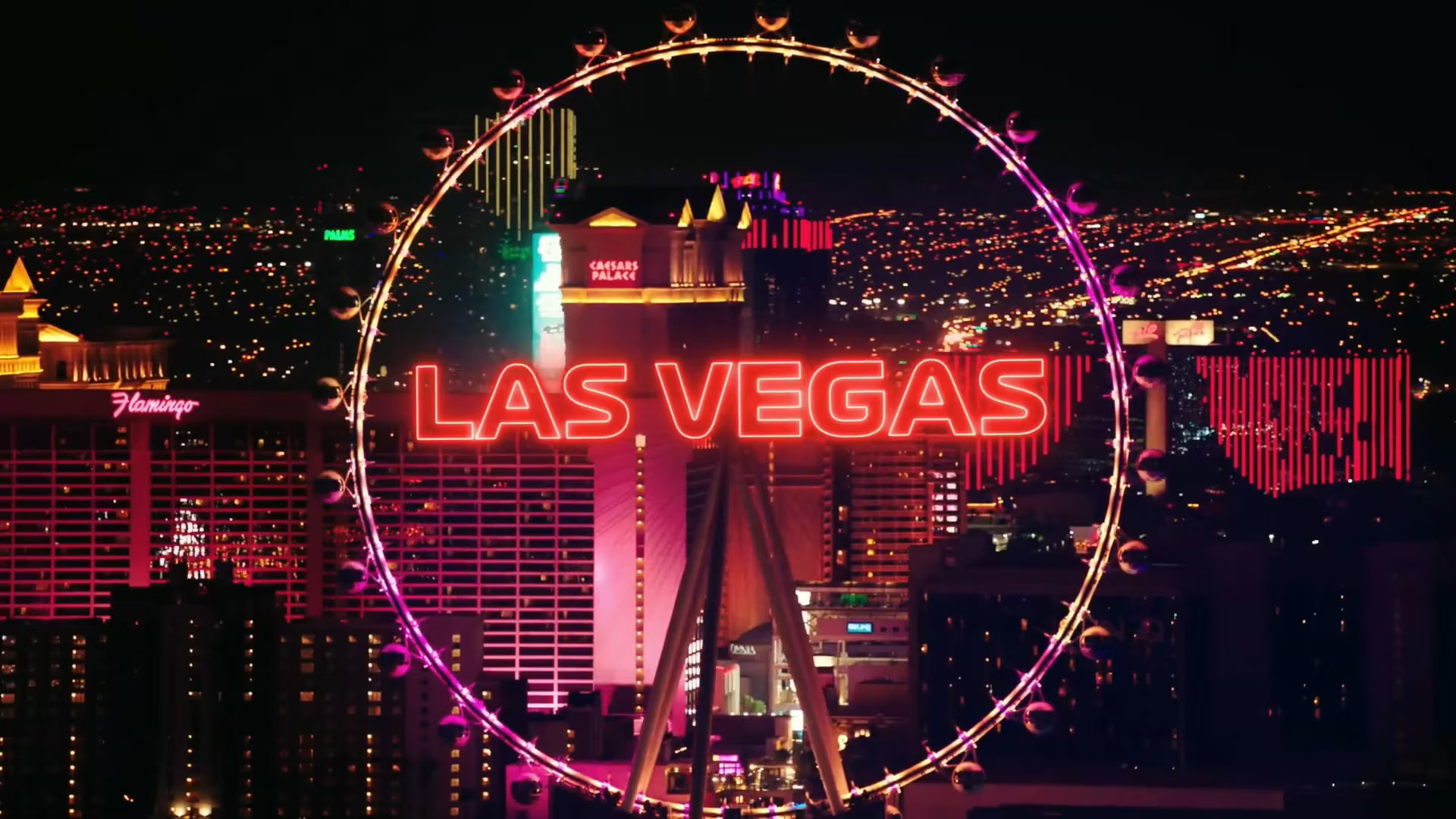 Beispielbild: Las Vegas bei Nacht mit Neon-Leuchtreklame und Riesenrad
