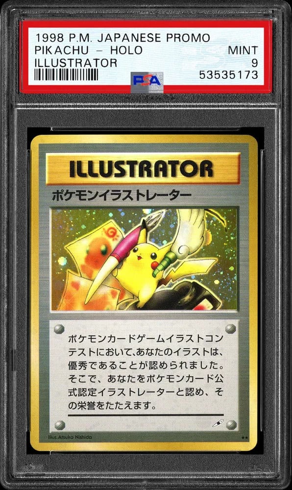 Exemplar der Pikachu Illustrator Pokémon Karte aus dem Jahr 1998 (Bild: PSA)