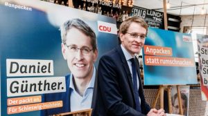 Daniel Günther von der CDU beim Wahlkampf