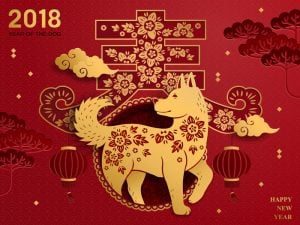 2018, das chinesische Jahr des Hundes
