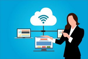 Cloud Computing, Technology, WiFi, Frau