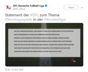 Statement der DFL zum Thema Montagsspiele