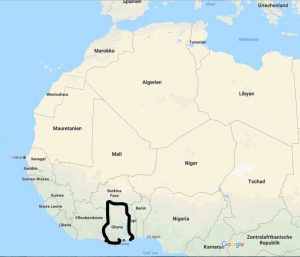Ghana auf Afrikakarte