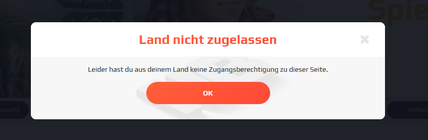 Land nicht zugelassen Geoblocking