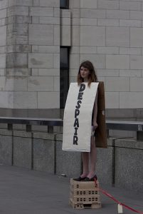 Frau, Transparent, Demonstration