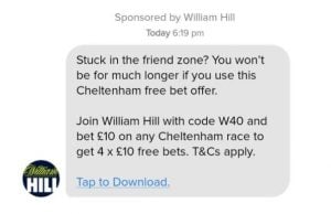 William Hill Ad Tinder