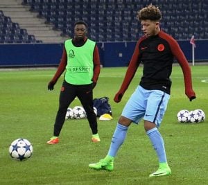 Fußballspieler Jadon Sancho, Spiel FC Salzburg gegen Manchester City FC 2017