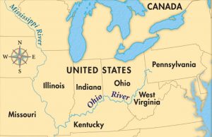 Landkarte USA Ohio River