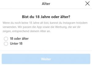 Instagram Altersangabe