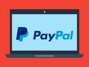 Laptop, PayPal Logo