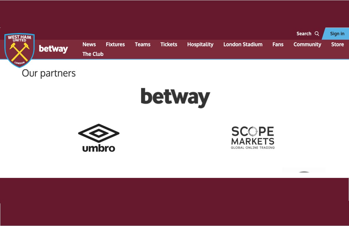 Webseite West Ham