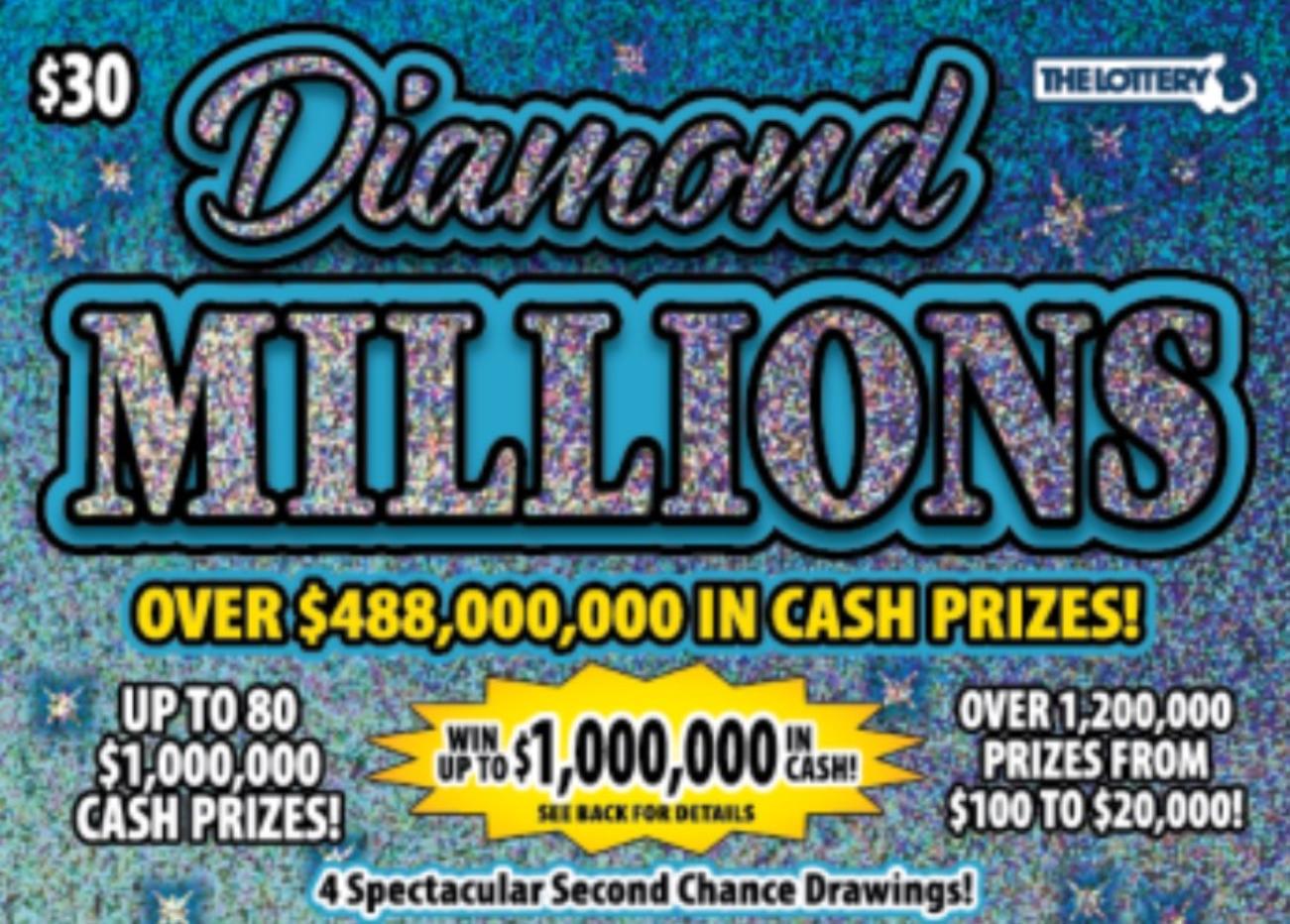 Diamond Millions Rubbellos||Frau mit Dollarnoten