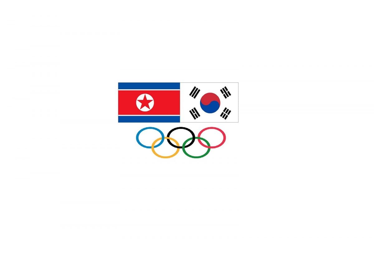 Nordkorea Flagge Südkorea Flagge Olympische Flagge