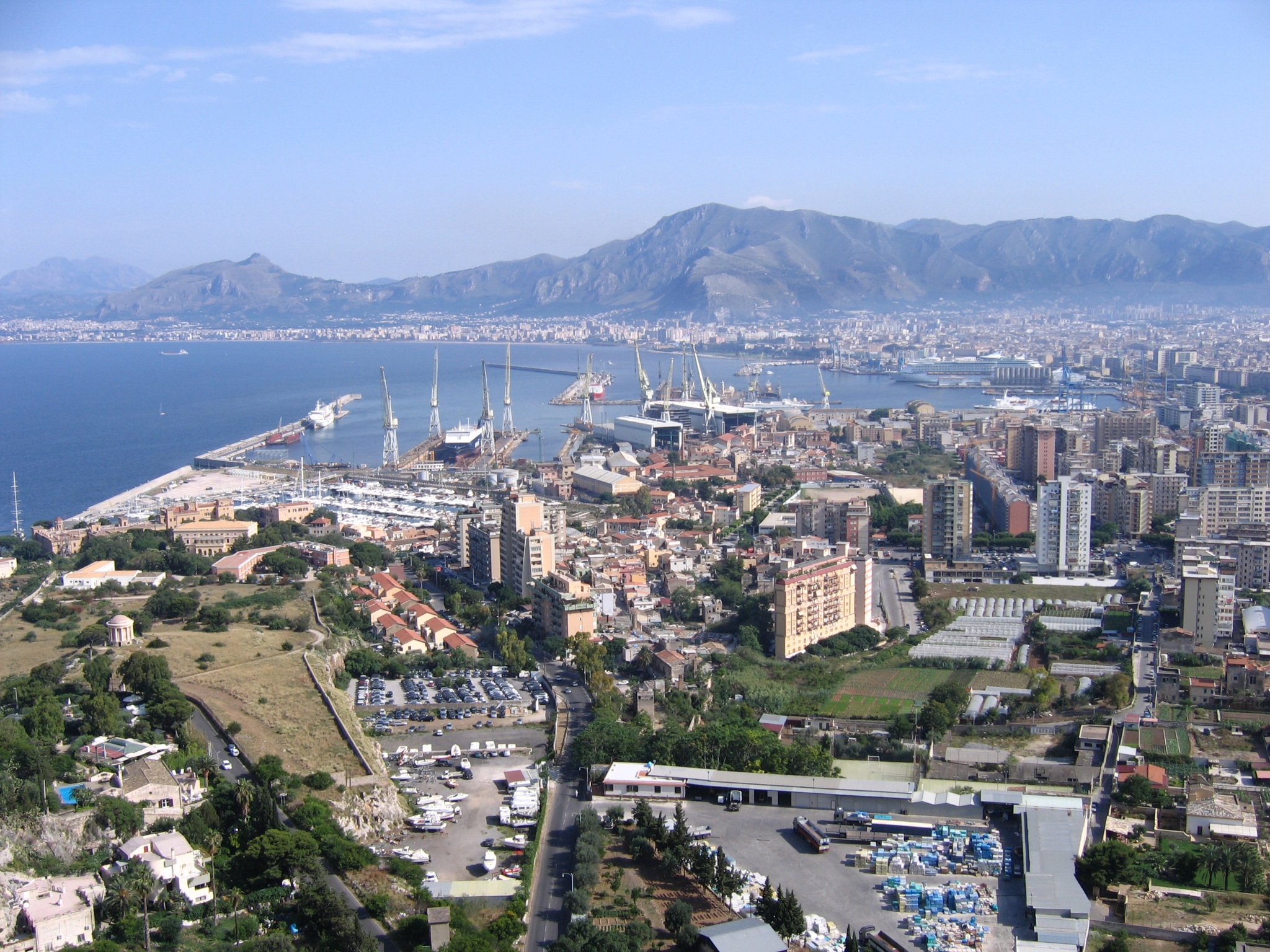 Palermo Stadt Hafen Berge Meer