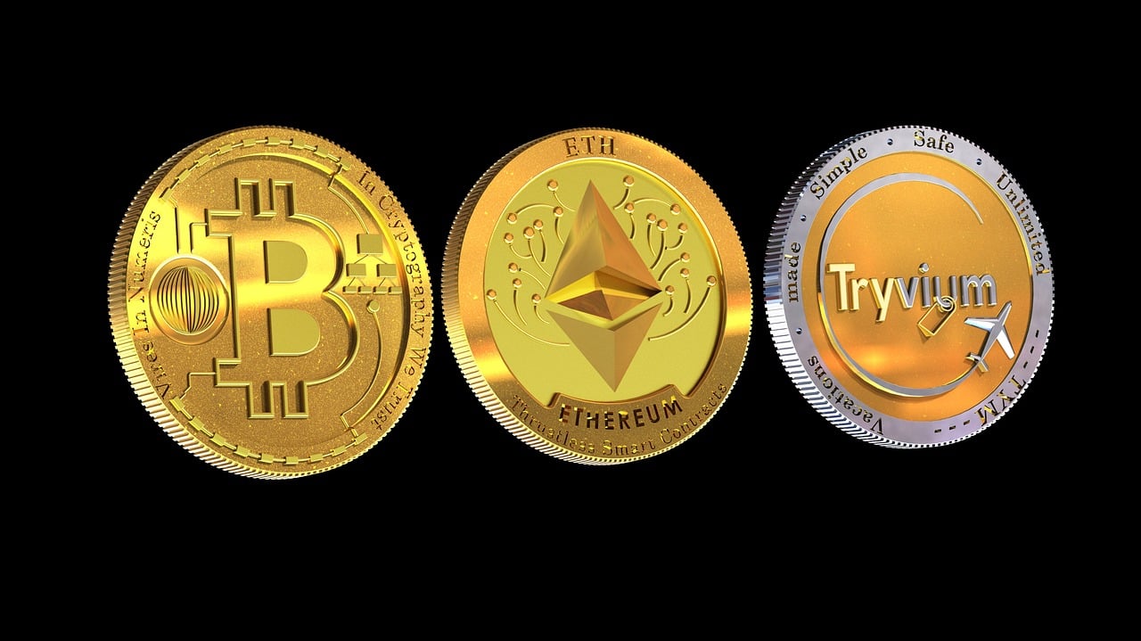 Kryptowährung Bitcoin Ethereum Tryvium Münzen