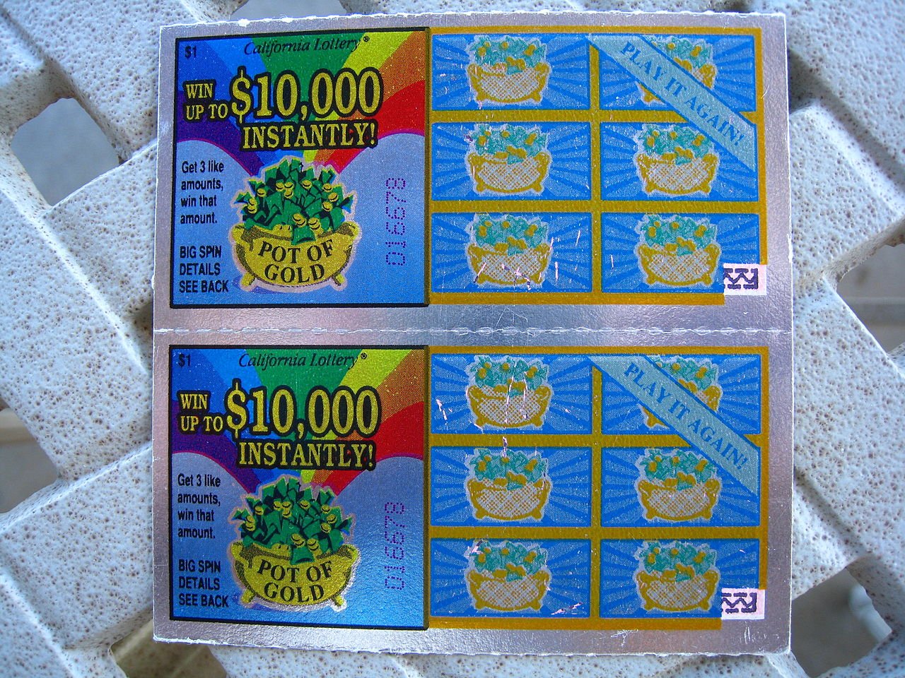 Rubbellose der California State Lottery
