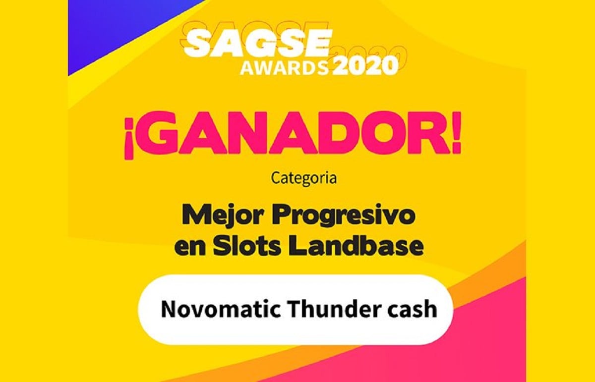 SAGSE Award 2020 Ganador Mejor Progesivo en Slots Landbase Novomatic Thunder cash