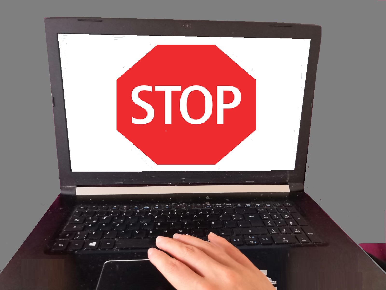 Laptop Stoppschild Hand|Schweizerische Eidgenossenschaft Logo|Casino Luzern Logo