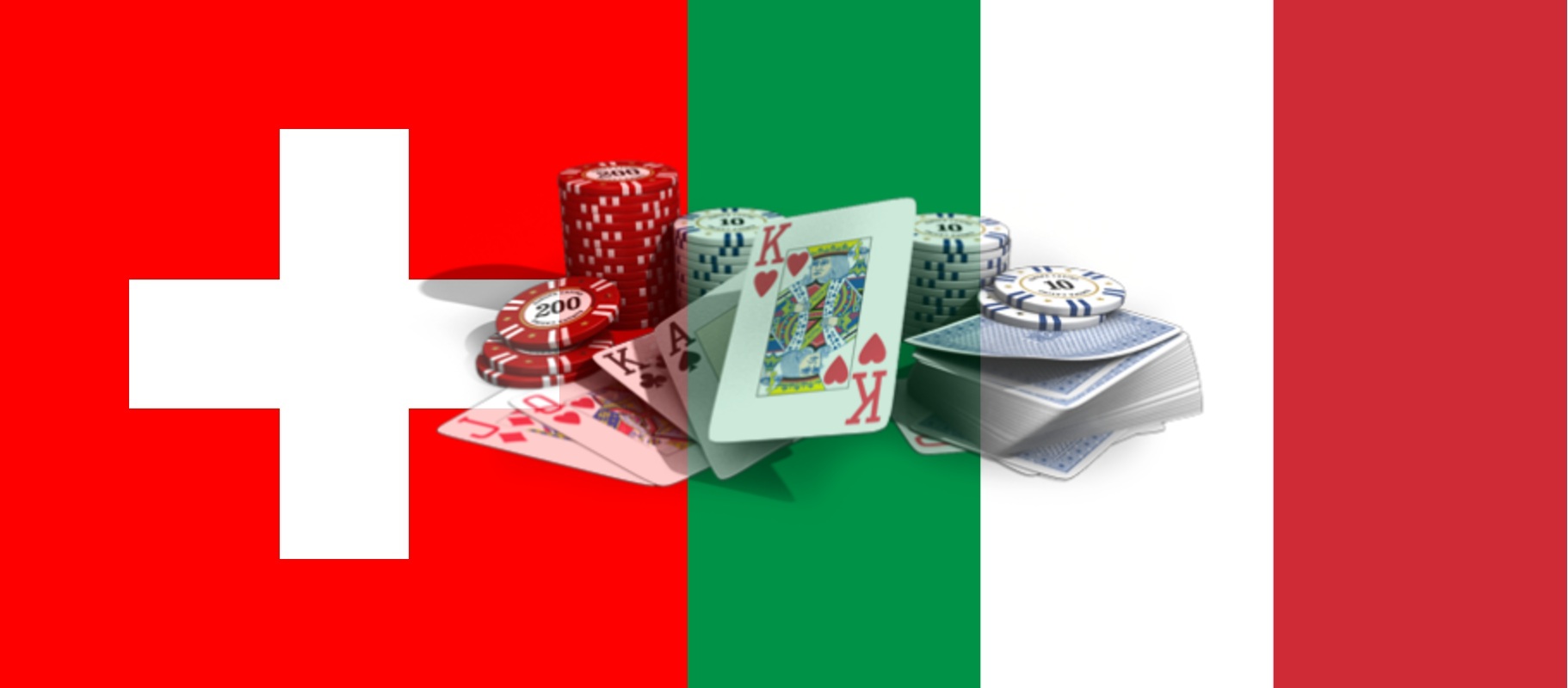 Flagge Schweiz Italien Glücksspiel Spielkarten Jetons