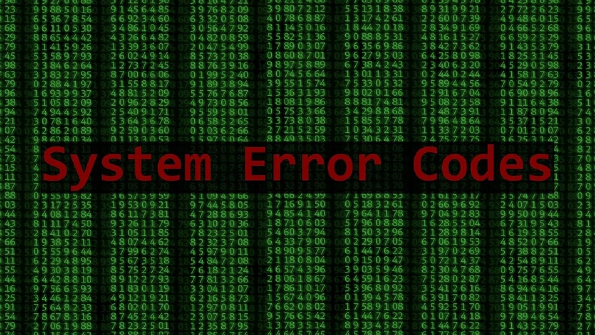 System Error Codes Software Bildschirm