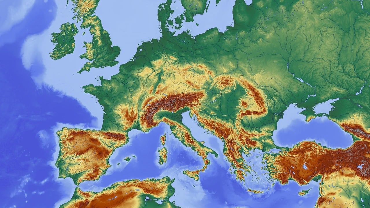 Landkarte Europa Mitteleuropa Sattelitenaufnahme