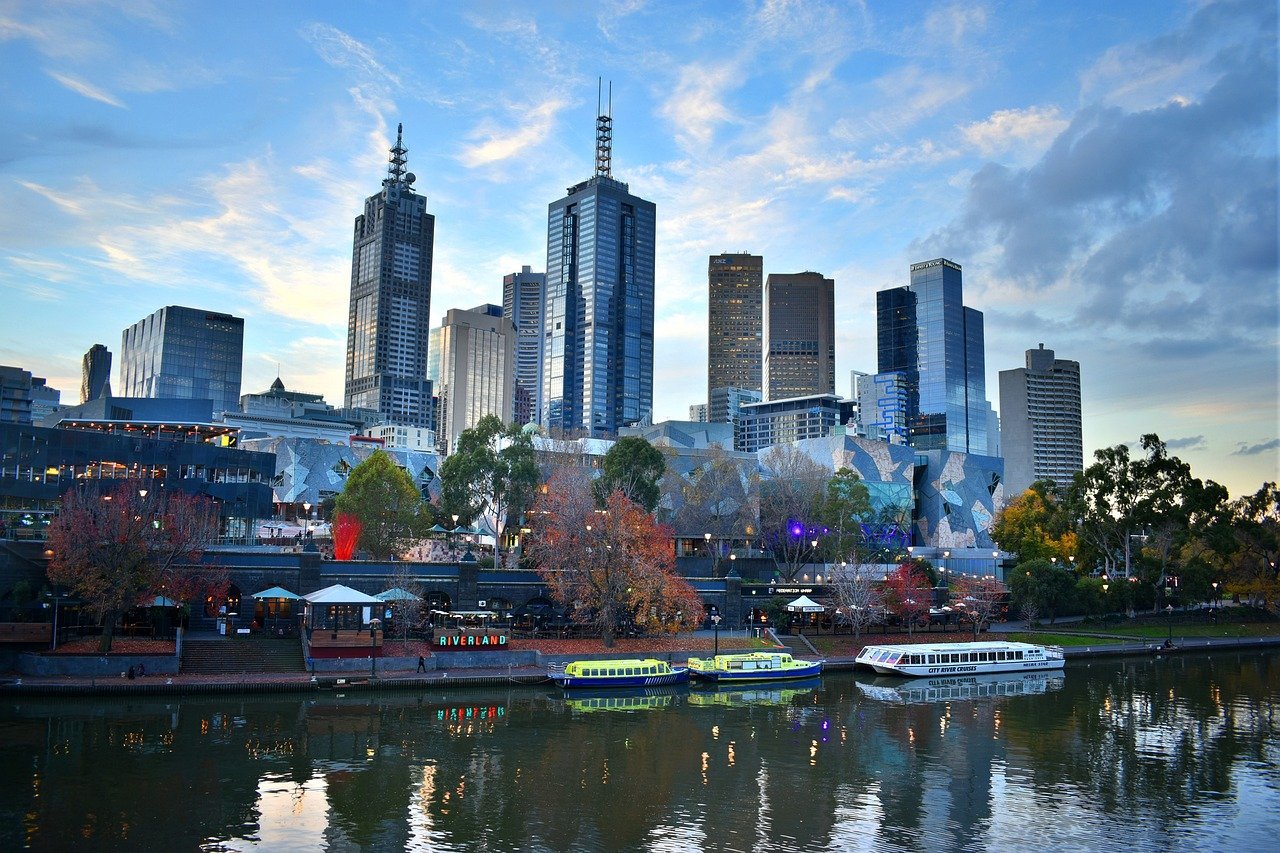 Melbourne Fluss Hochhäuser