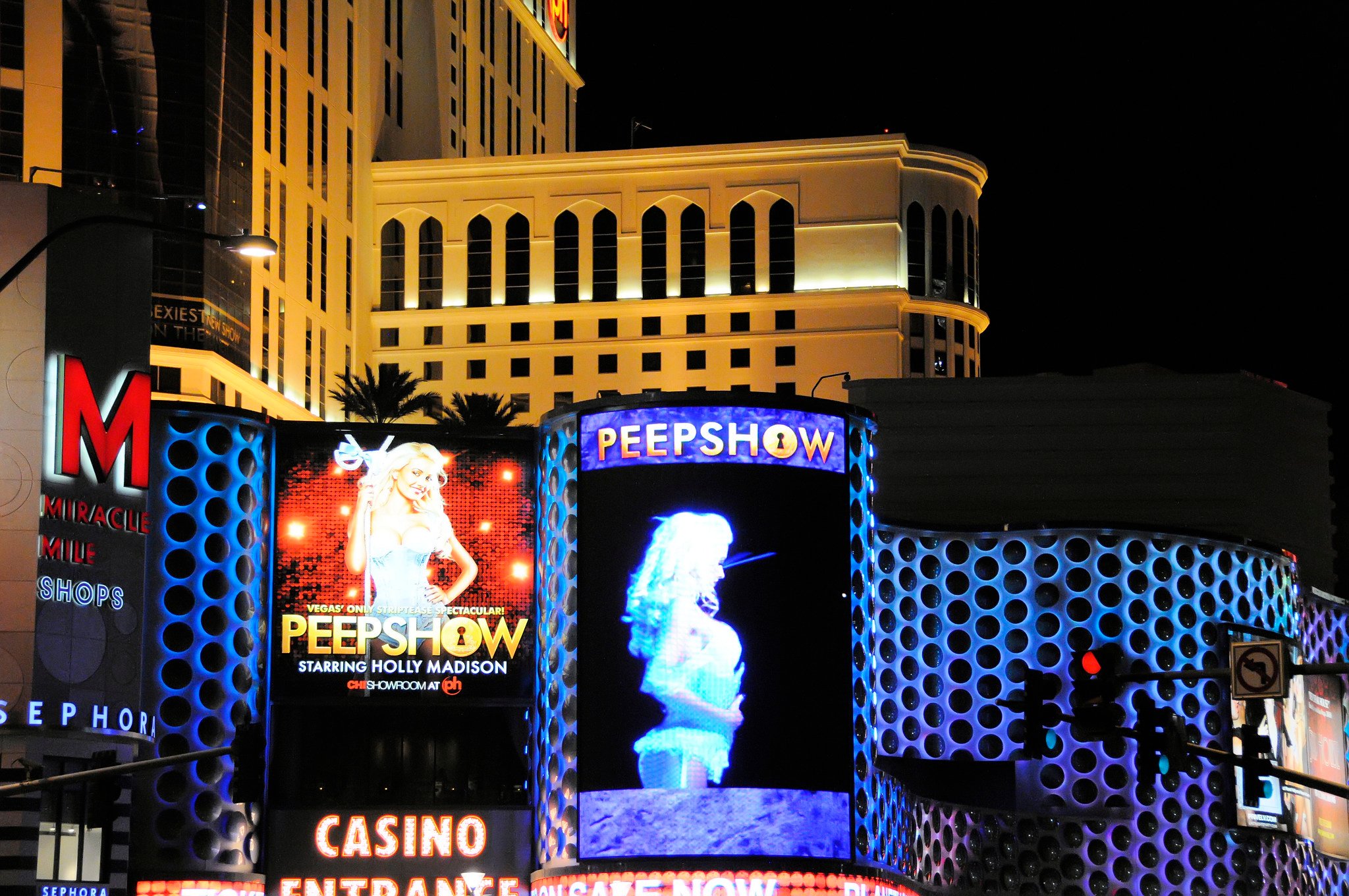 Ein Peepshow-Werbung in Las Vegas|