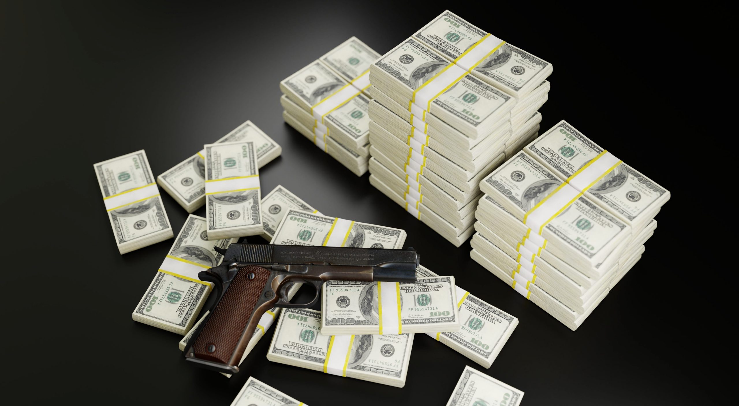 Schusswaffe auf Dollarnoten