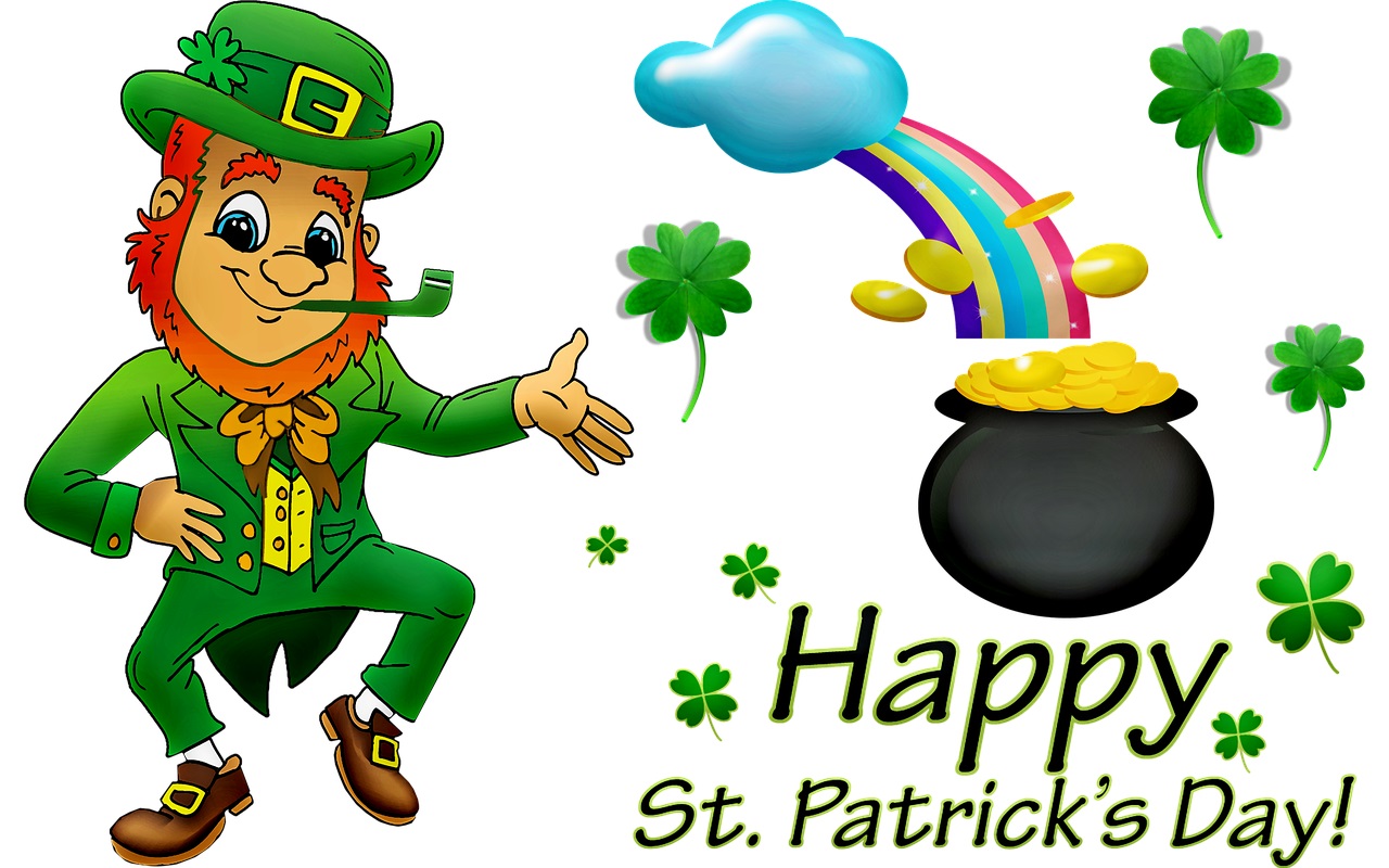 St. Patrick's Day Leprechaun und Goldpott