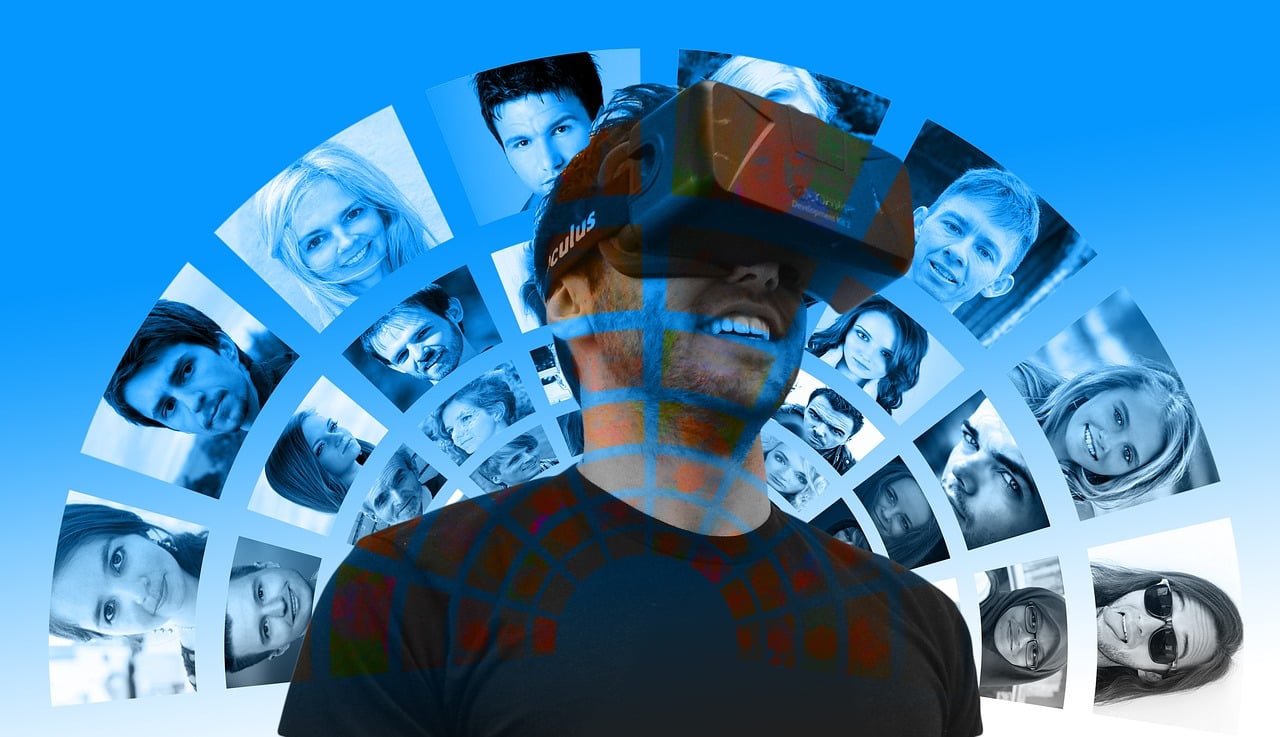 VR Virtual Reality Headset Oculus Mann Menschen