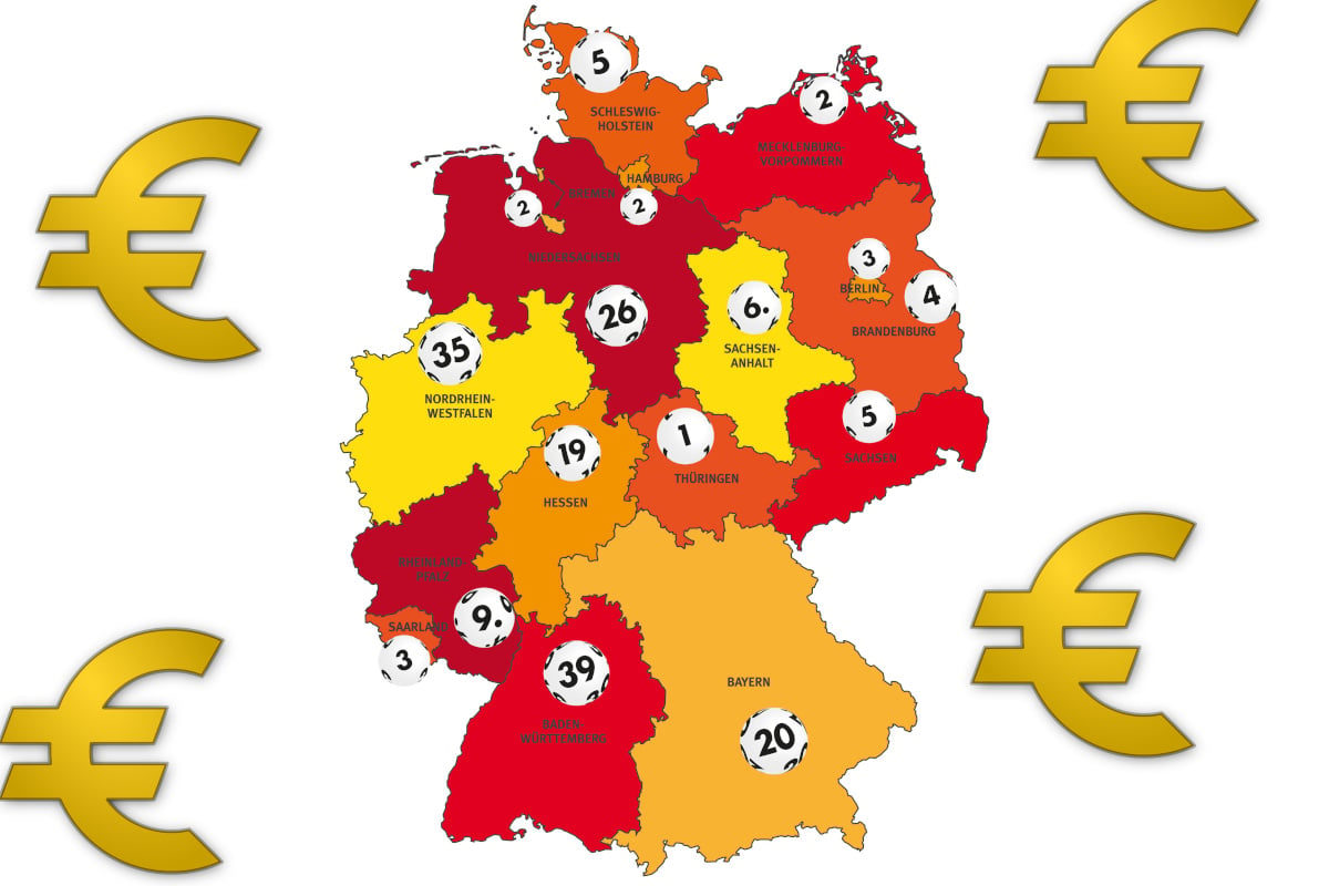 Deutschlandkarte Lottogewinner Eurozeichen