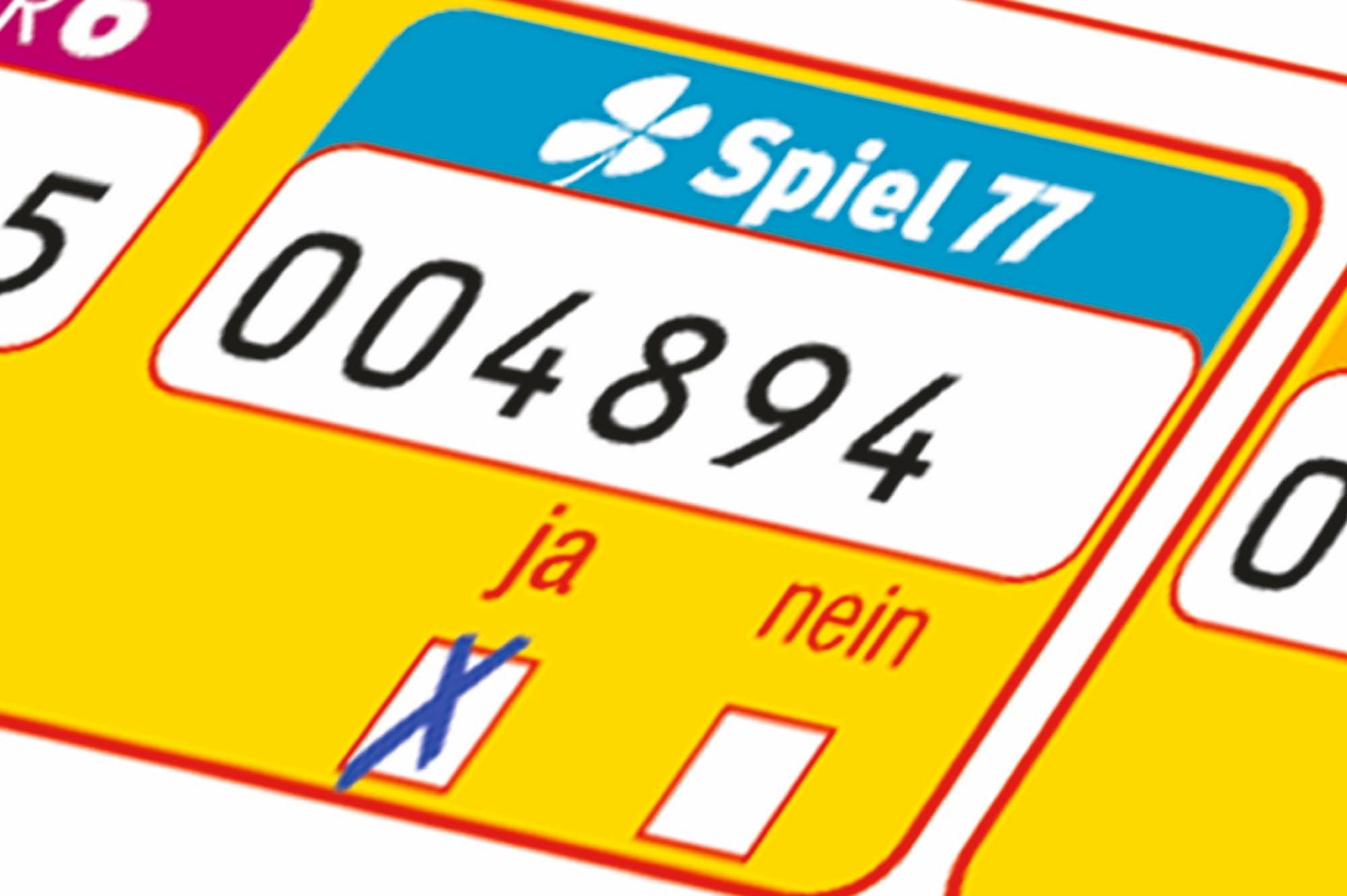 Spiel 77 Nahaufnahme Lotto-Schein