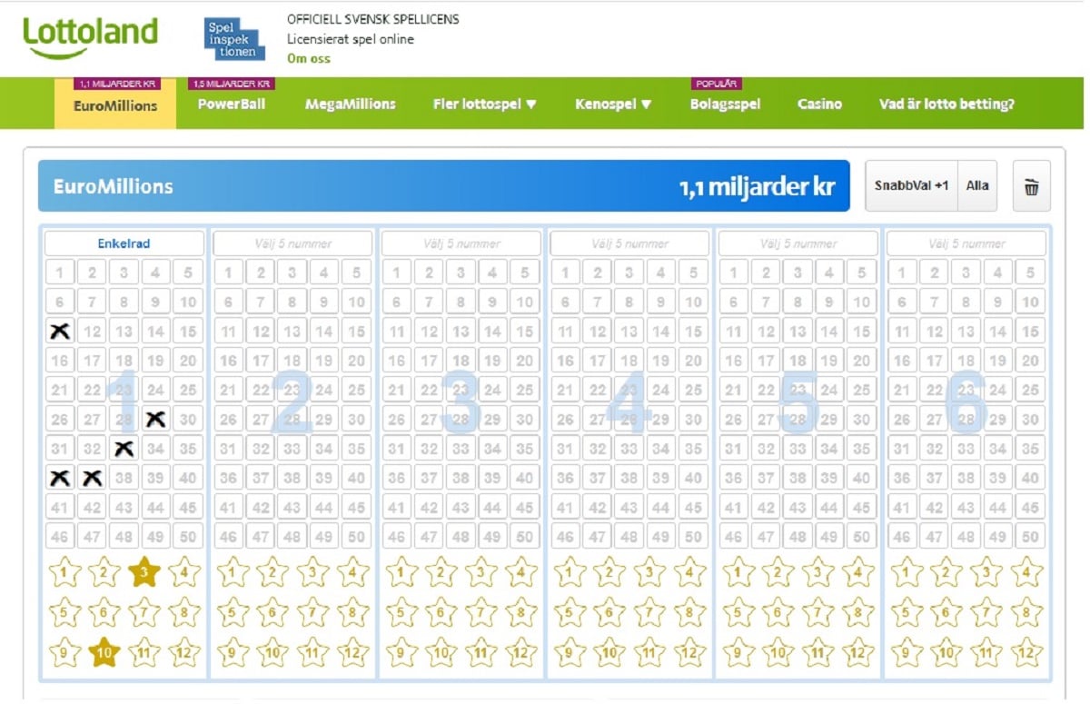 Lottoland.se digitaler Euromillionen Lottoschein