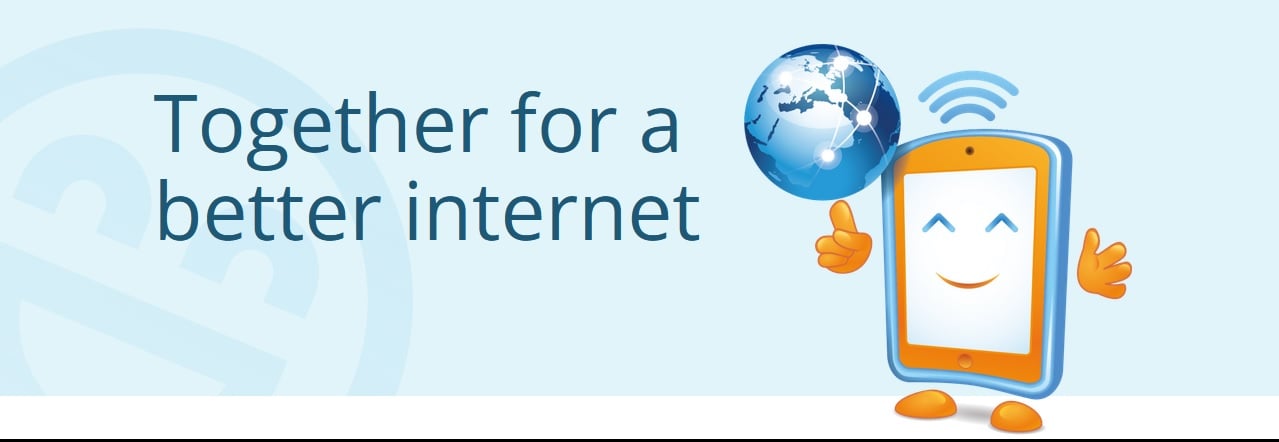 Together for a better Internet Schriftzug WLAN Symbol Welt