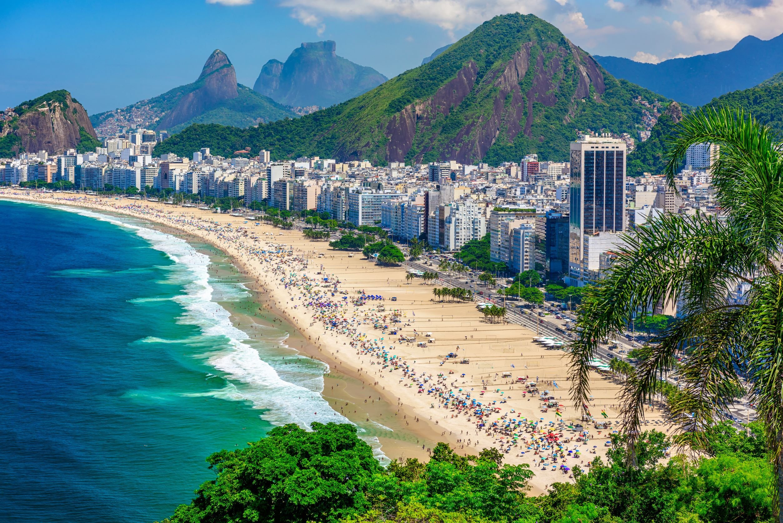 Brasilien Copacabana Strand Gebäude Berge Meer