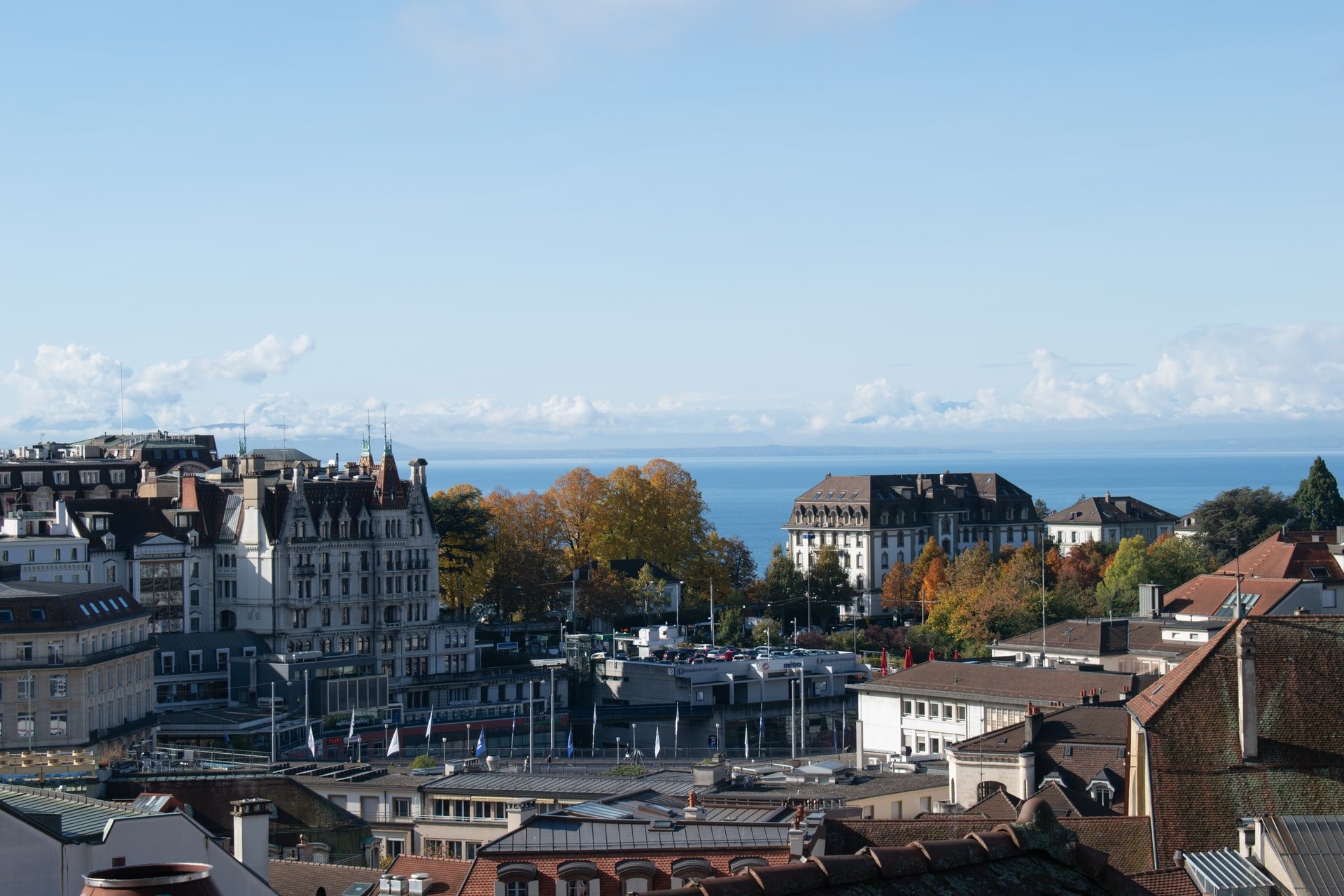 Lausanne Schweiz Blick auf See