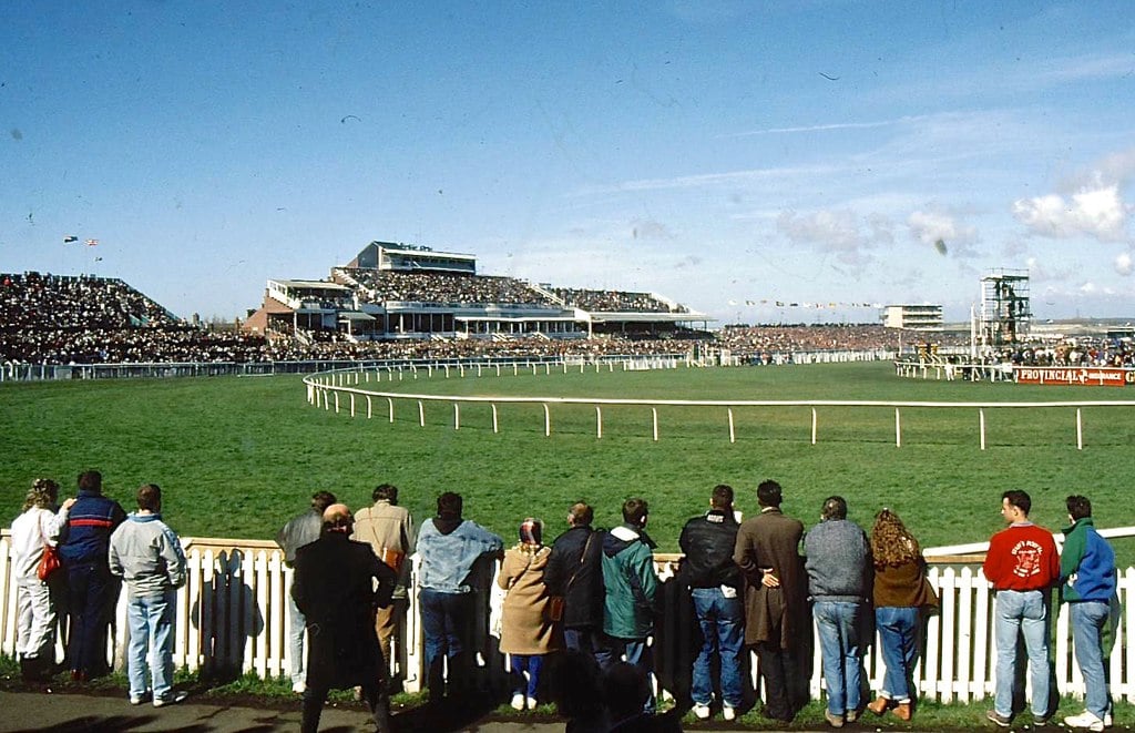 Pferderennbahn in Aintree Besucher Zuschauzer