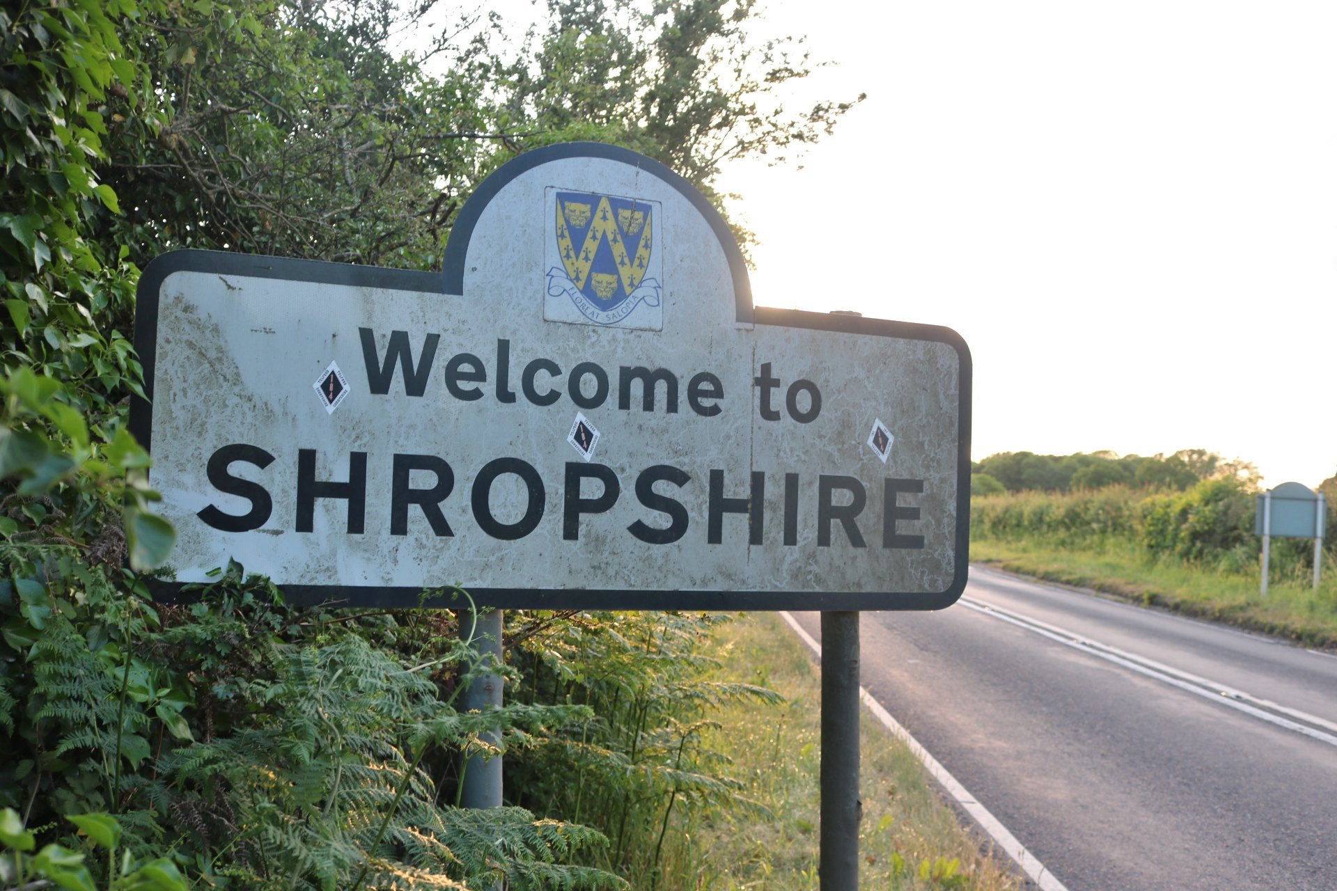 Straßenschild Shropshire England