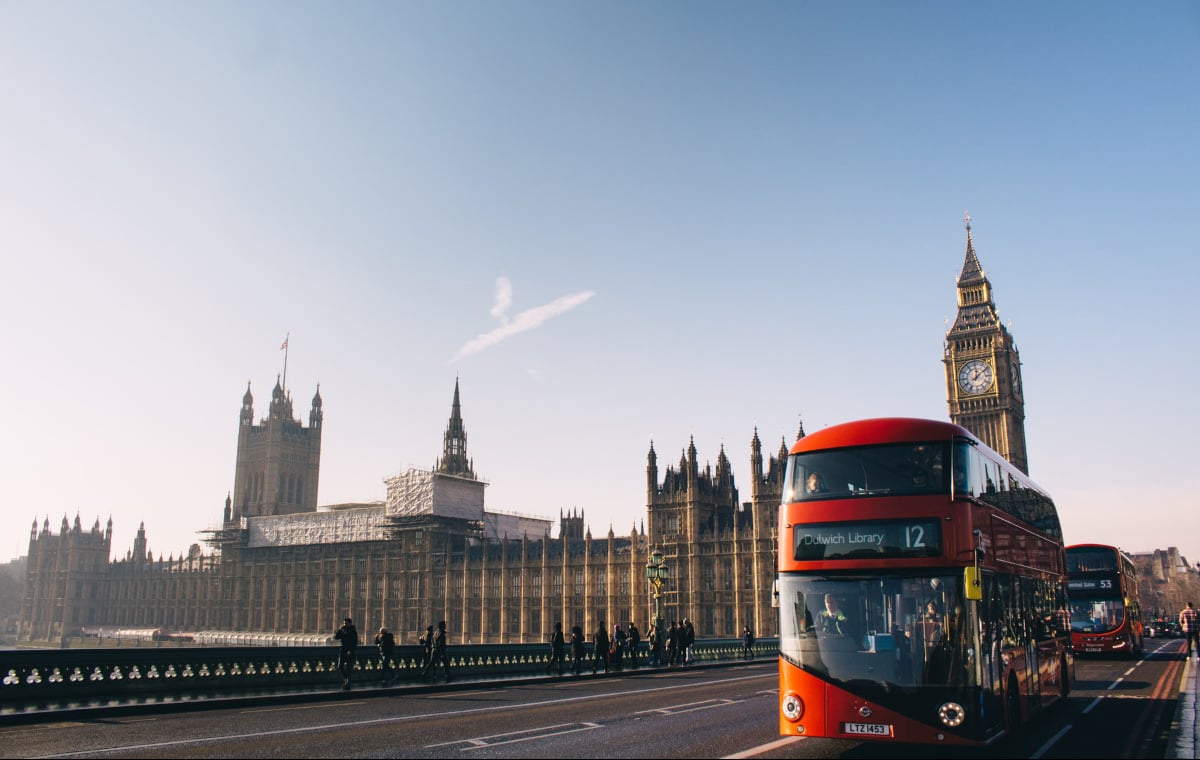 London Parlament Brücke Bus