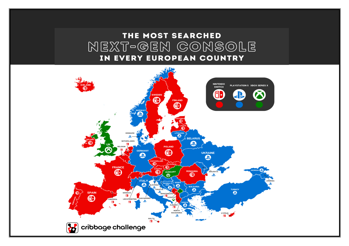 Konsolen Studie Cribbage Challenge, Europa-Karte